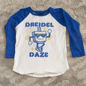 Tiny Whales Blue and White Dreidel Daze Raglan Shirt 6